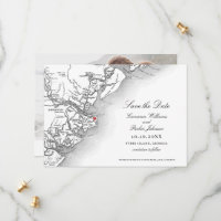 Elegant Tybee Island Georgia Map Wedding