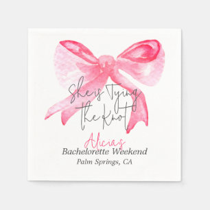 Elegant Tying the Knot Pink Bow Bachelorette Party Napkin