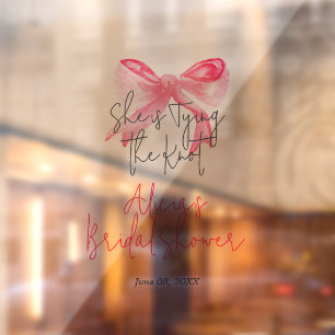 Elegant Tying the Knot Pink Bow Bridal Shower Window Cling