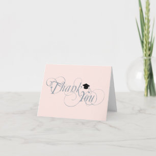 Elegant Type & Cap Graduation Thank You Card:Pink Card