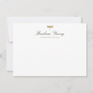Elegant Type Gold Dragonfly Logo on White Card