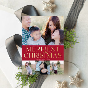 Elegant Type Holiday Multi-Photo Real Gold Foil