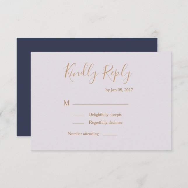 Elegant type lilac blue modern wedding rsvp invitation (Front/Back)