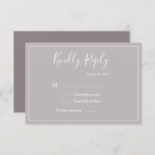 Elegant type lilac grey white modern wedding rsvp invitation