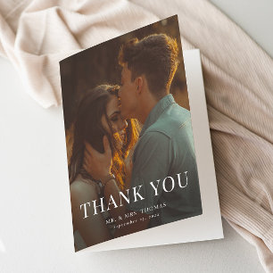 Elegant Type Minimal Photo Wedding  Thank You Card