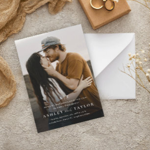 Elegant Type Monogram Photo Wedding Magnetic Invit Magnetic Invitation