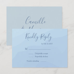 Elegant type pastel blue watercolor wedding rsvp invitation