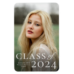 Elegant Type Photo Graduation Announcement Magnet