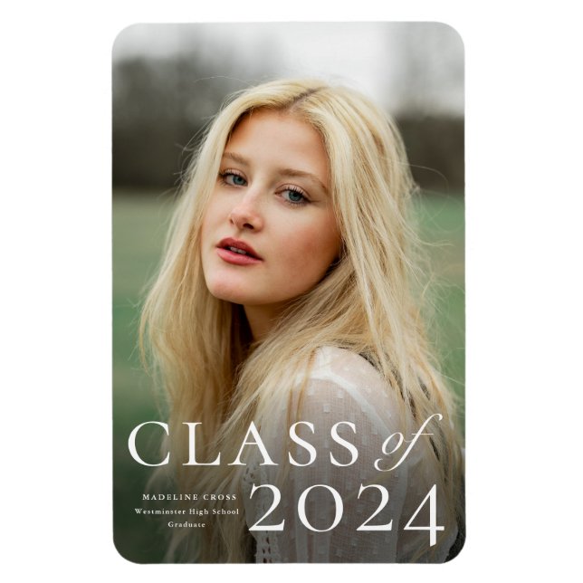 Elegant Type Photo Graduation Announcement  Magnet (Vertical)