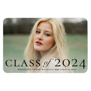 Elegant Type Photo Graduation Announcement Magnet