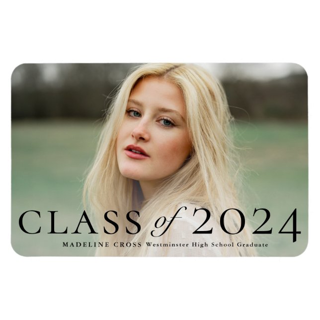 Elegant Type Photo Graduation Announcement Magnet (Horizontal)