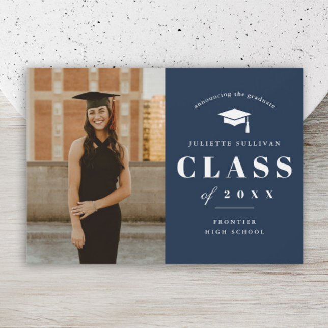 Elegant Type Photo Graduation Magnetic Card (Minimal type photo graduation announcement magnetic card.)