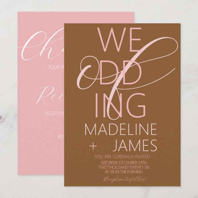 ELEGANT Type PINK Terracotta Wedding Invitation (Front/Back)