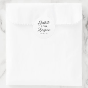 Elegant Typeface Customisable Wedding Classic Roun Round Sticker