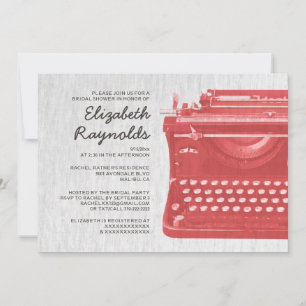Elegant Typewriter Keys Bridal Shower Invitations