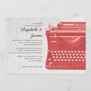 Elegant Typewriter Keys Wedding Invitations