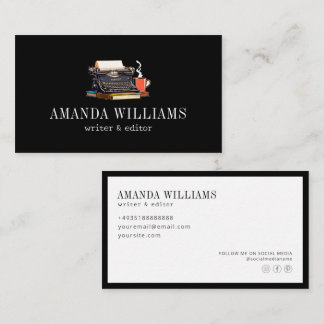 Elegant Typewriter Professional Black and White Business Card