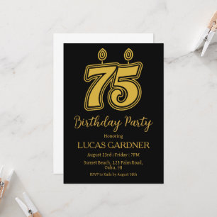 elegant typography 75th birthday invitations
