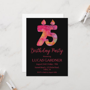 elegant typography 75th birthday invitations