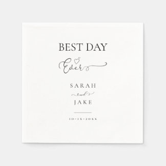 Elegant Typography:BEST DAY EVER wedding Napkin