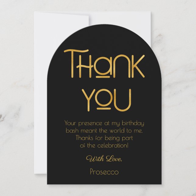 Elegant Typography Birthday Photo Thank You Card (Front)