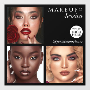 Elegant Typography Black 3 Photo Logo Makeup Window Cling