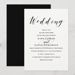 Elegant Typography   Black and White Wedding Invitation