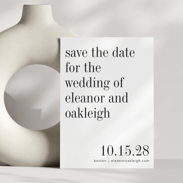 Elegant Typography Black White Minimalist Wedding  Save The Date (Creator Uploaded)