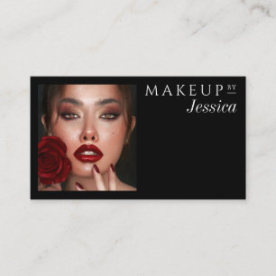 Elegant Typography Black White Photo Makeup Business Card