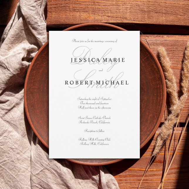 Elegant Typography Black & White Wedding Invitation (Creator Uploaded)
