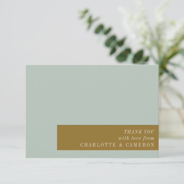 Elegant Typography Blue Olive Custom Wedding  Thank You Card (Standing Front)