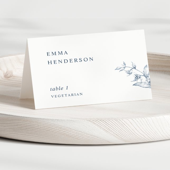 Elegant Typography Blue Wedding Place Cards (Creator Uploaded)