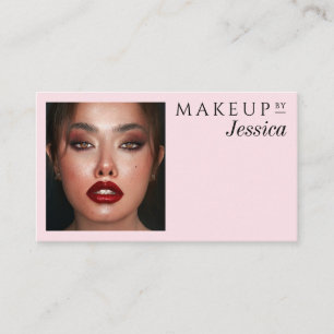 Elegant Typography Blush Pink Photo Makeup Business Card