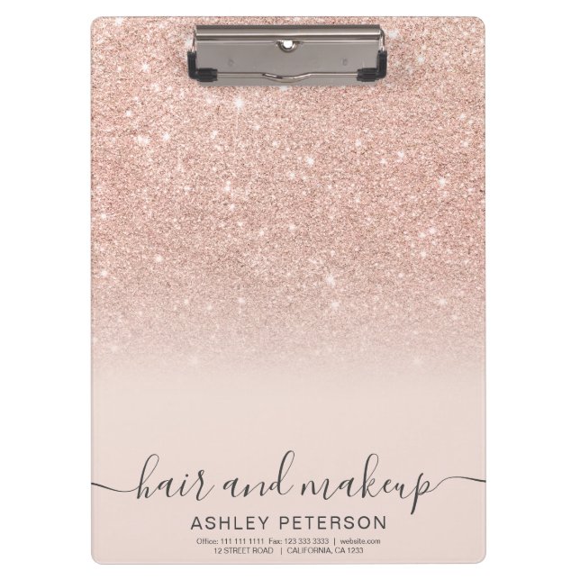 elegant typography blush rose gold glitter ombre clipboard (Front)