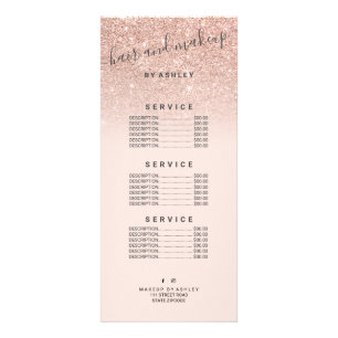 elegant typography blush rose gold glitter ombre rack card