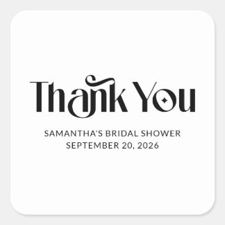 Elegant Typography Bridal Shower Thank You Square Sticker