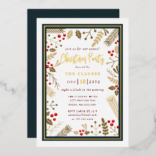 Elegant Typography Christmas Party Foil Invitation