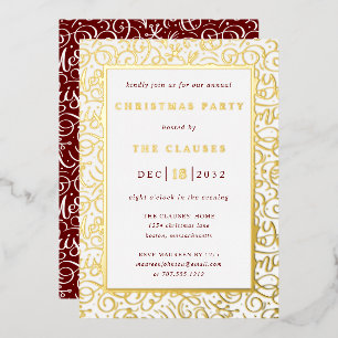Elegant Typography Christmas Party Foil Invitation