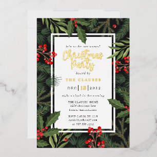 Elegant Typography Christmas Party Foil Invitation