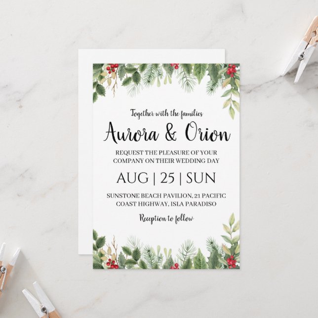 elegant typography christmas wedding cards (Front/Back In Situ)