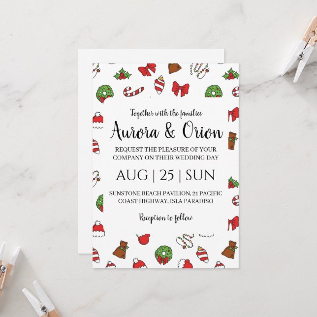 elegant typography christmas wedding cards (Front/Back In Situ)