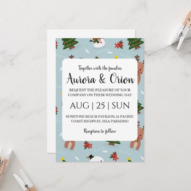 elegant typography christmas wedding cards (Front/Back In Situ)