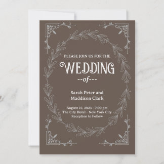 Elegant Typography Classic black white wedding  Invitation