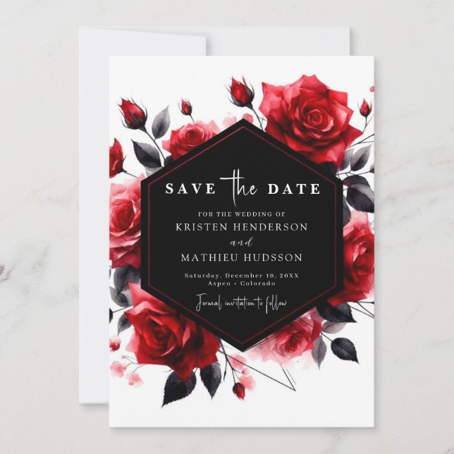 Elegant Typography Crimson Red Wedding Save The Date (Front)