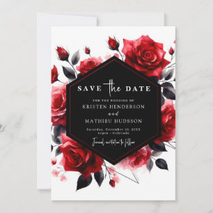 Elegant Typography Crimson Red Wedding Save The Date