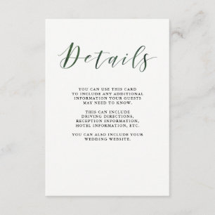 Elegant Typography Deep Green Guest Details Enclosure Card