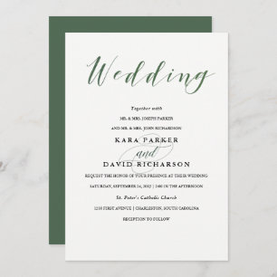 Elegant Typography   Deep Green Wedding Invitation