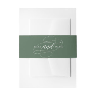 Elegant Typography   Deep Green Wedding Invitation Belly Band