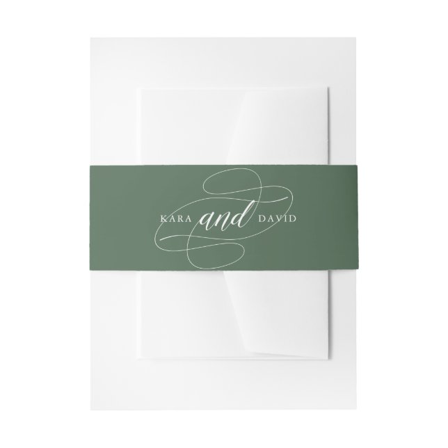 Elegant Typography | Deep Green Wedding Invitation Belly Band (Front Example)