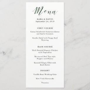 Elegant Typography Deep Green Wedding Menu